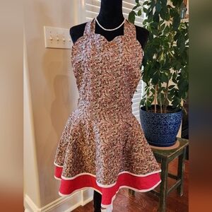 Vintage Style Apron with Red Trim